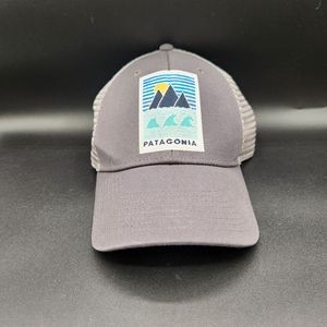Patagonia Deep Ones Lopro Cap Spell Out Mesh Snapback Trucker Hat Gray RARE HTF